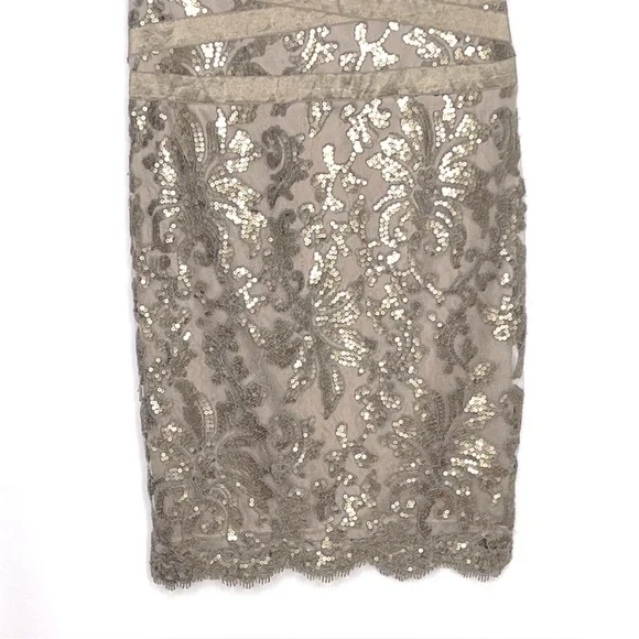 Tadashi Shoji Sequin Lace V-Neck Cocktail Dress - Picture 6 of 15